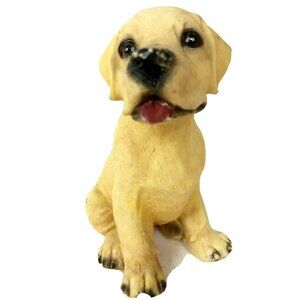 Yellow Lab Puppy Dog Figurine Resin Room Shelf Decor 5.25"